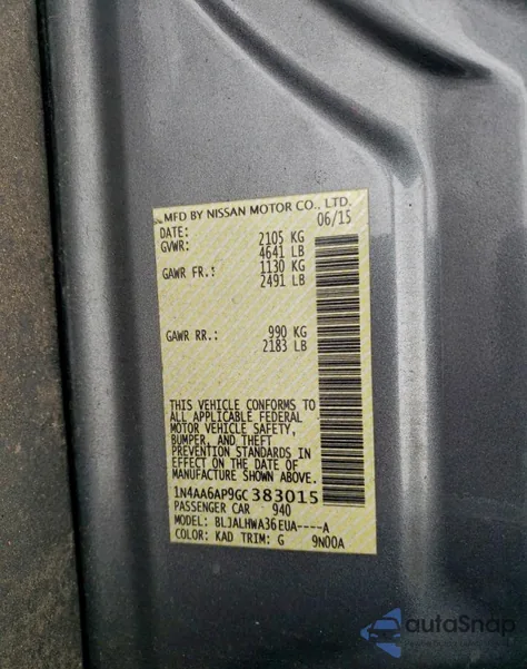 2016 Nissan Maxima 3.5S from USA, damaged, VIN 1N4AA6AP9GC383015